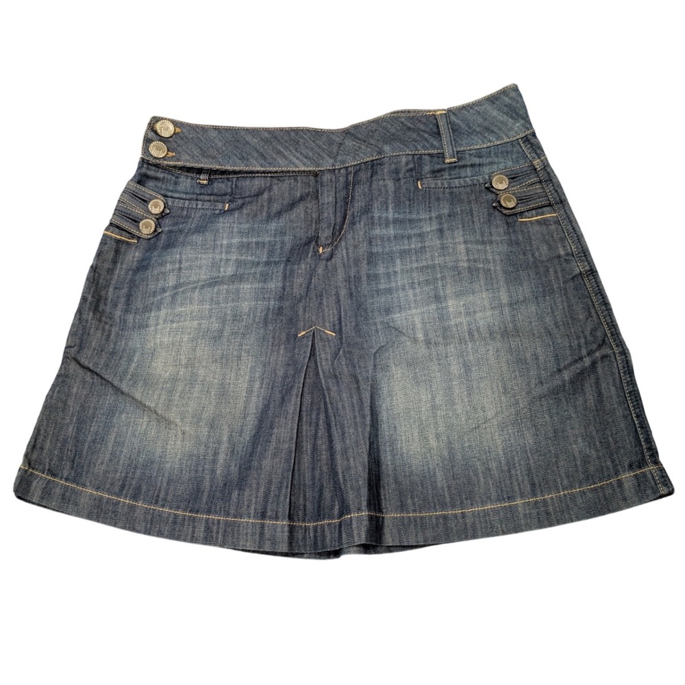 Vtg Camaieu Y2K Women's Blue Denim Mini Skirt Size 12/EU 40 Dark Wash New Preppy